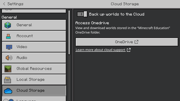 Cloud Upload and Download – Minecraft Education